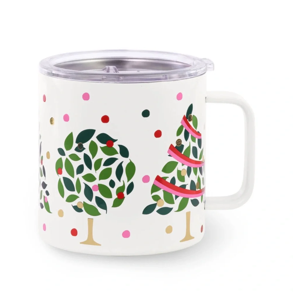 Kate Spade Stainless Steel Coffee Mug in Evergreen Confetti Dot